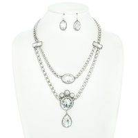 WESTERN CRYSTAL DOUBLE LAYERED CHAIN NECKLACE SET