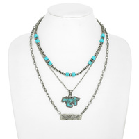 WESTERN NAVAJO PEARL BEADED HORSE CHAIN NECKLACE