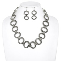 WESTERN OVAL LINK NECKLACE EARRING SET