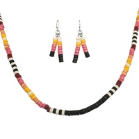 WESTERN SUNBURST WOOD BEADED NECKLACE SET