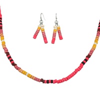 WESTERN SUNBURST WOOD BEADED NECKLACE SET