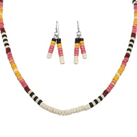 WESTERN SUNBURST WOOD BEADED NECKLACE SET