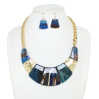ACETATE CHAIN LINK CRESCENT BIB NECKLACE SET