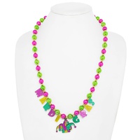 MARDI GRAS GLITTER ACETATE BEADED PARTY NECKLACE