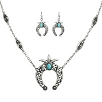 WESTERN TURQUOISE HORSESHOE FILIGREE NECKLACE SET