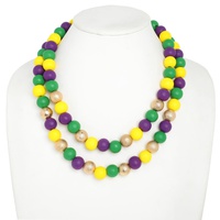 MARDI GRAS MULTI STRAND BEADED NECKLACE