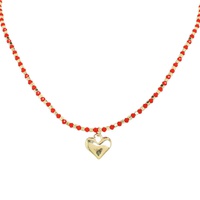 VALENTINE'S DAY BEADED HEART PENDANT NECKLACE