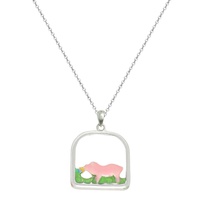 PINK PIG OPEN ARCH PENDANT CHAIN NECKLACE