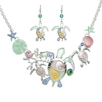 SEA LIFE RHINESTONE METAL BIB NECKLACE SET