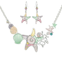 SEA LIFE STARFISH RHINESTONE BIB NECKLACE SET