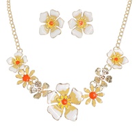 BOTANICAL FLORAL ENAMEL NECKLACE EARRING SET
