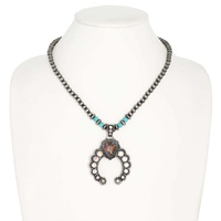 WESTERN TURQUOISE NAVAJO BEADED PENDANT NECKLACE