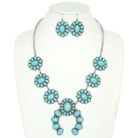 WESTERN TURQUOISE SQUASH BLOSSOM NECKLACE SET