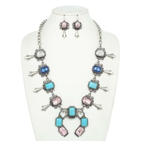 WESTERN GEMSTONE SQUASH BLOSSOM NECKLACE SET