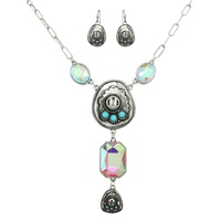 WESTERN GEMSTONE COWBOY HAT LARIAT NECKLACE  SET