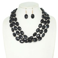 MULTI STRAND NATURAL GEMSTONE BEADED NECKLACE SET