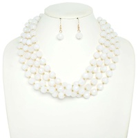 MULTI STRAND NATURAL GEMSTONE BEADED NECKLACE SET