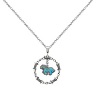 WESTERN RUNNING HORSE STONE BARBED WIRE NECKLACE