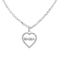 MOTHER'S DAY MAMA RHINESTONE HEART  NECKLACE