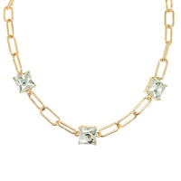 SQUARE CUT CRYSTAL GEMSTONE CHAIN STATION NECKLACE