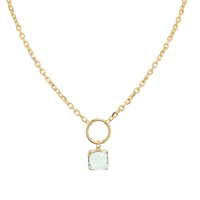 SQUARE CUT CRYSTAL GEMSTONE CHAIN PENDANT NECKLACE