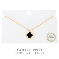 GOLD-DIPPED ENAMEL QUATREFOIL NECKLACE