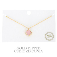 GOLD-DIPPED ENAMEL QUATREFOIL NECKLACE