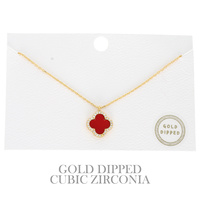 GOLD-DIPPED ENAMEL QUATREFOIL NECKLACE