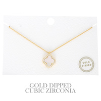 GOLD-DIPPED ENAMEL QUATREFOIL NECKLACE
