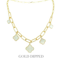GOLD-DIPPED ENAMEL QUATREFOIL NECKLACE