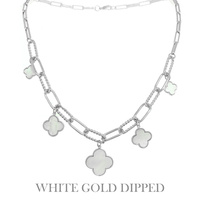 GOLD-DIPPED ENAMEL QUATREFOIL NECKLACE