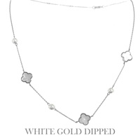 GOLD-DIPPED ENAMEL QUATREFOIL PEARL NECKLACE