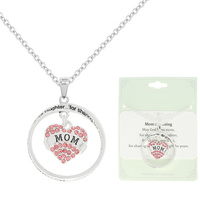 MOM'S BLESSING PRAYER OPEN CIRCLE PENDANT NECKLACE