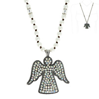 FASHION SIMULATED PEARL RHINESTONE ANGEL NECKLACE