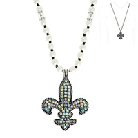 FASHION SIMULATED PEARL FLEUR DE LIS NECKLACE