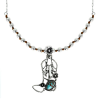 WESTERN TURQUOISE COWBOY BOOT KNOTTED NECKLACE
