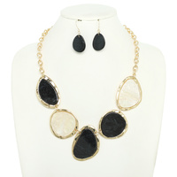 FASHION AGATE GEMSTONE BIB NECKLACE SET