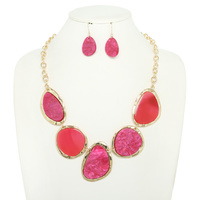 FASHION AGATE GEMSTONE BIB NECKLACE SET