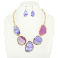 FASHION AGATE GEMSTONE BIB NECKLACE SET