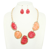 FASHION AGATE GEMSTONE BIB NECKLACE SET