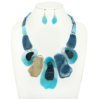 FASHION AGATE GEMSTONE BIB NECKLACE SET