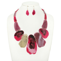 FASHION AGATE GEMSTONE BIB NECKLACE SET