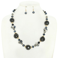 SEMI-PRECIOUS STONE LAMPWORKED BEAD NECKLACE SET