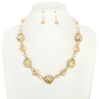 SEMI-PRECIOUS STONE LAMPWORKED BEAD NECKLACE SET