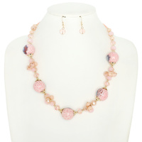 SEMI-PRECIOUS STONE LAMPWORKED BEAD NECKLACE SET