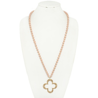 QUATREFOIL PENDANT BALL BEAD NECKLACE