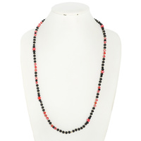 RED AND ONYX PEARL BEAD OPERA NECKLACE