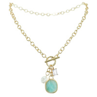 GEMSTONE PENDANT T-BAR NECKLACE