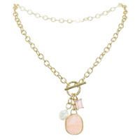 GEMSTONE PENDANT T-BAR NECKLACE