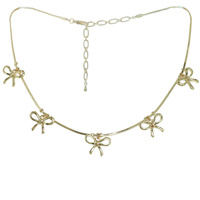 HERRINGBONE BOWKNOT STATION CHAIN NECKLACE